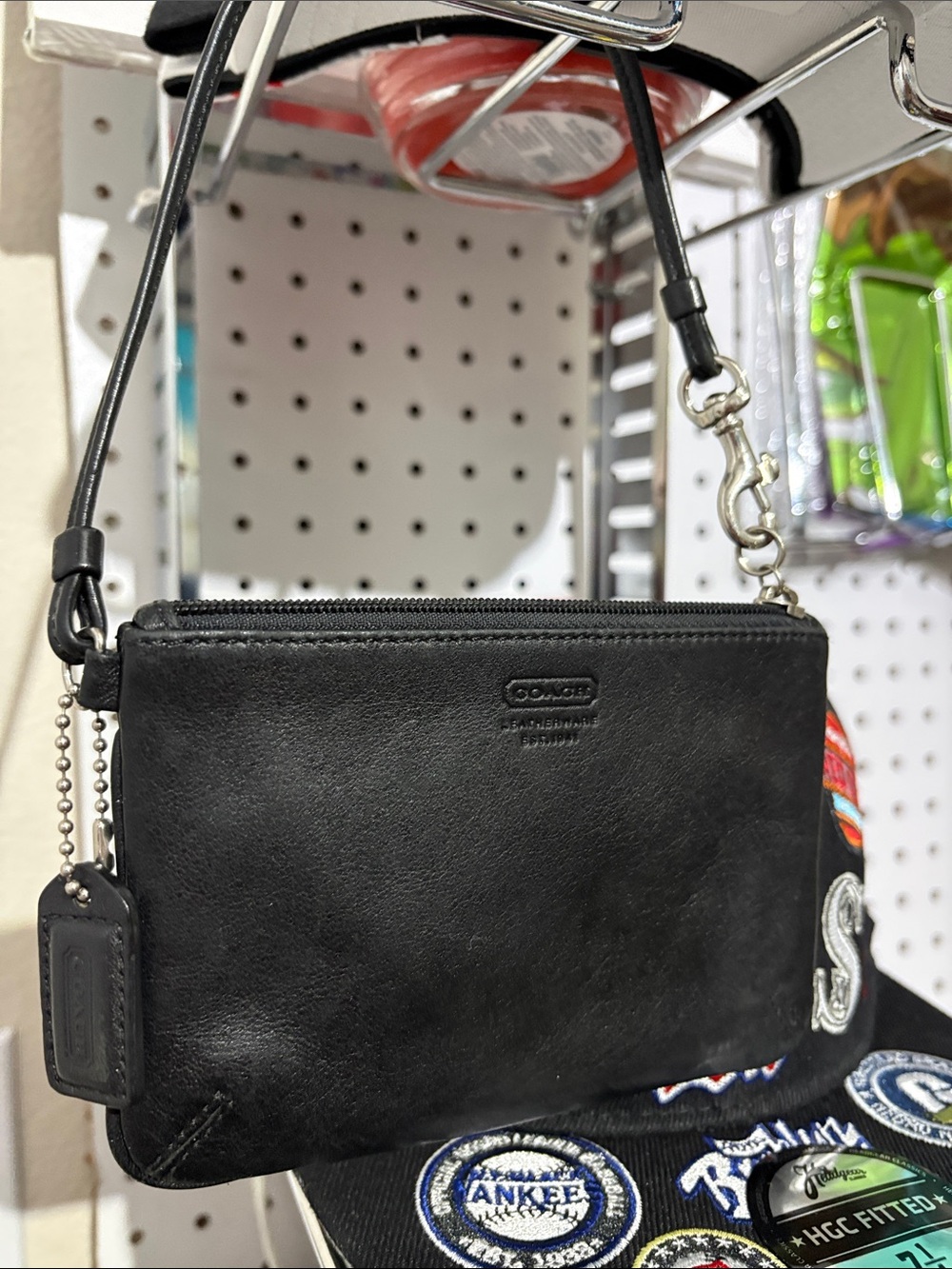 Coach Black Leather Wristlet Pouch